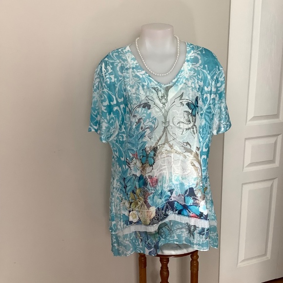 Cativa butterfly tee top L/XL 41-42 bust approx - Picture 3 of 9